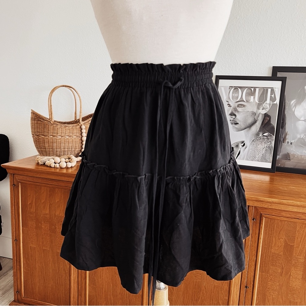 BLACK RUFFLED SKIRT #0334